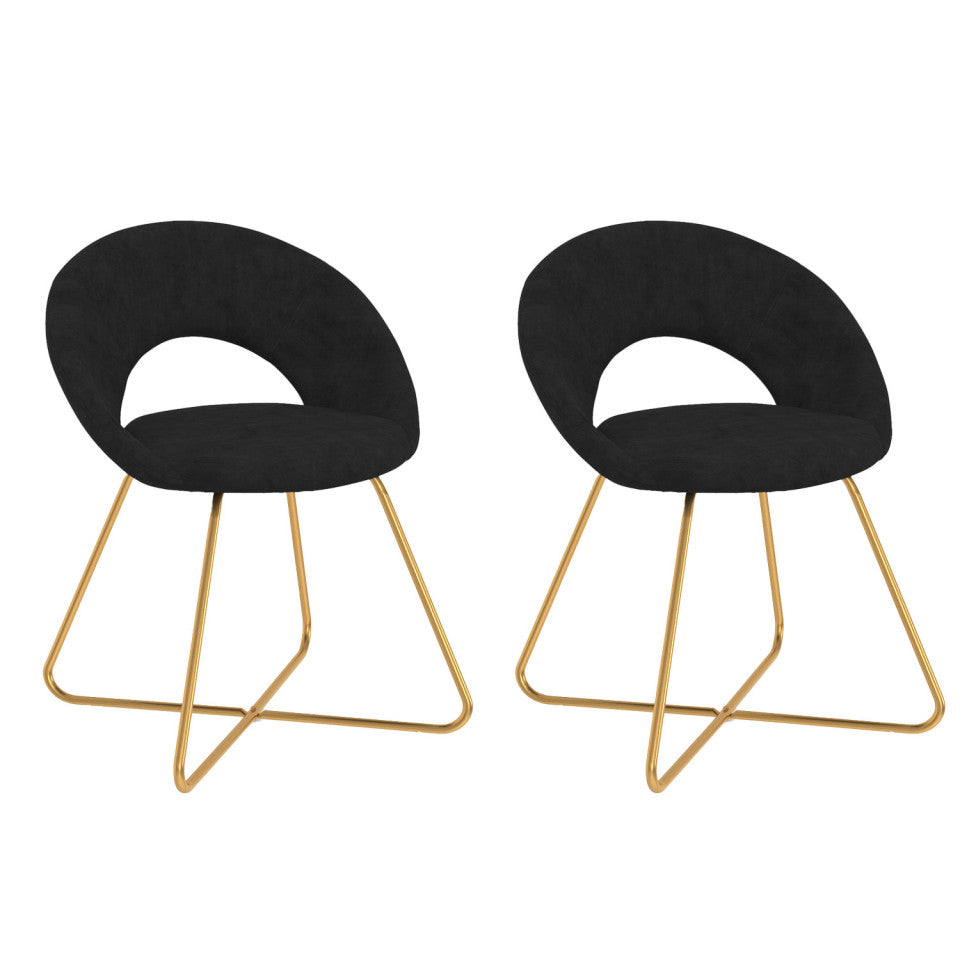 Lot de 2 Chaises Malone en velours Noir