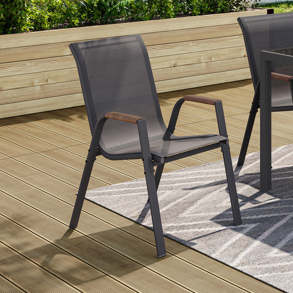 Lot de 4 chaises de jardin Ozéa en textilène et rotin