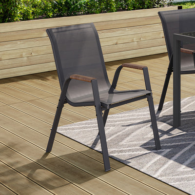 Lot de 4 chaises de jardin Ozéa en textilène et rotin