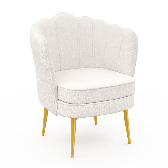 Fauteuil Arielle Blanc bouclette pieds dorés