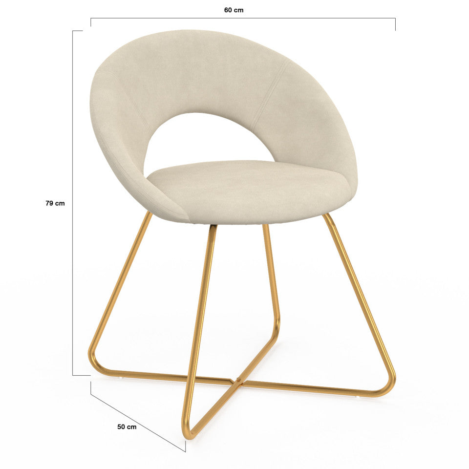 Lot de 2 Chaises Malone en velours creme