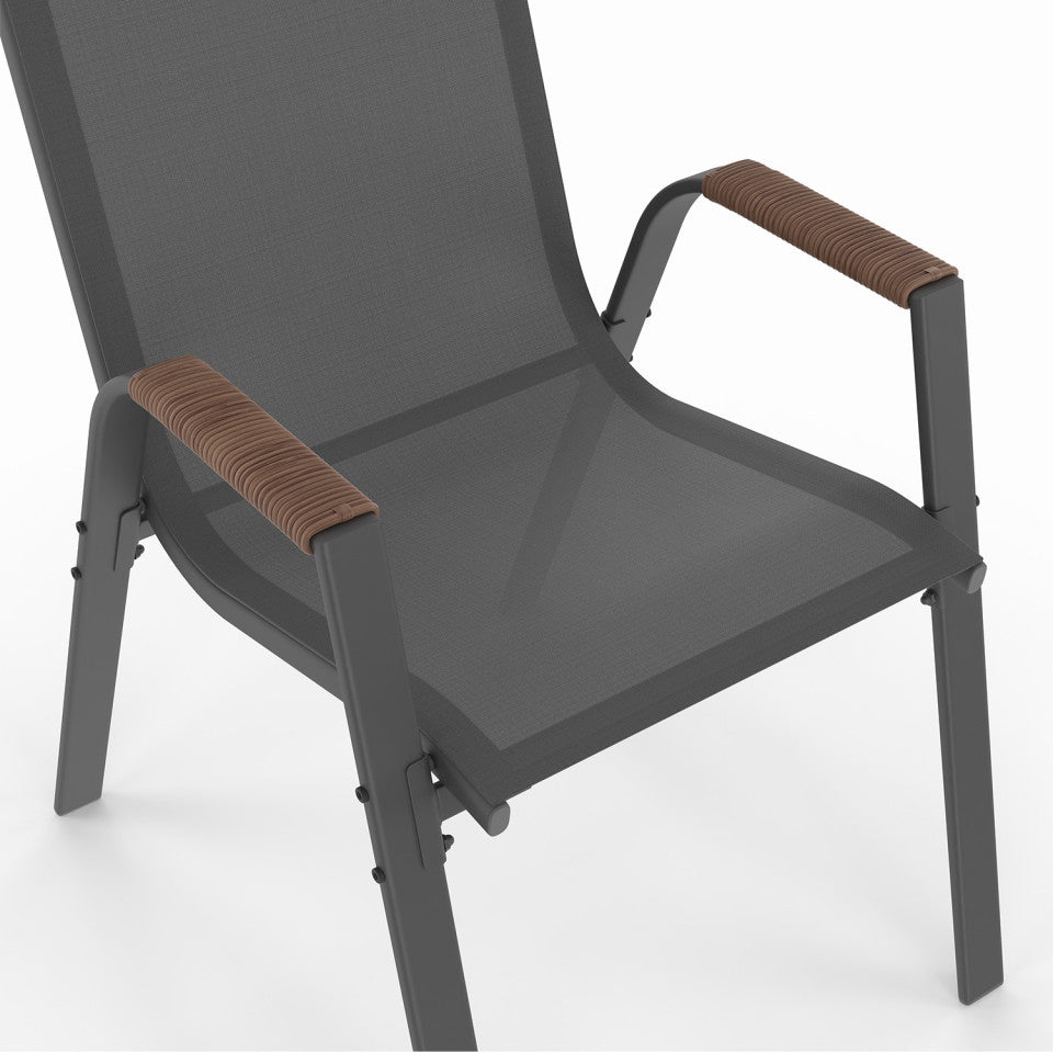 Lot de 4 chaises de jardin Ozéa en textilène et rotin