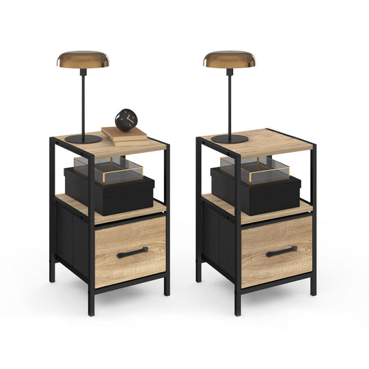 Lot de 2 tables de chevet IRIS – 1 tiroir + 1 niche