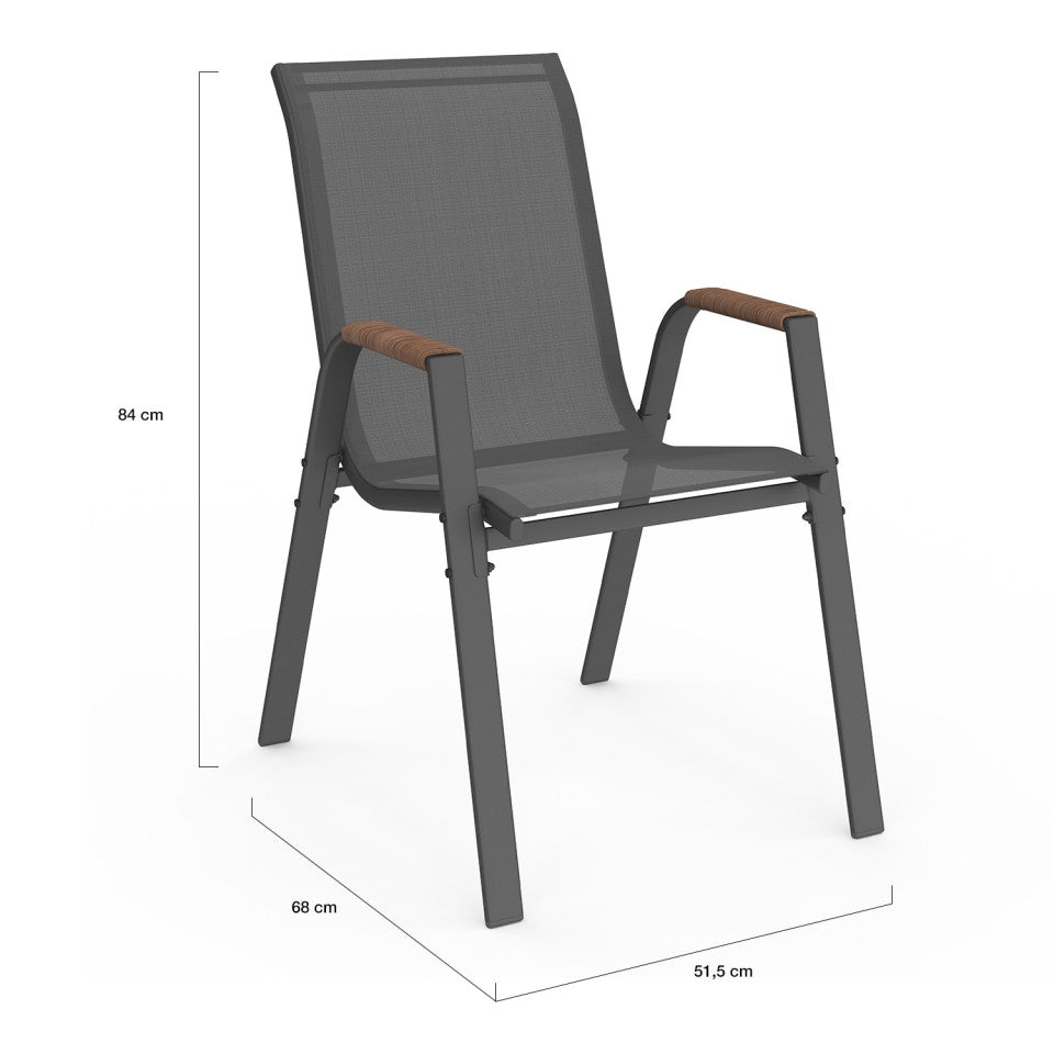 Lot de 4 chaises de jardin Ozéa en textilène et rotin