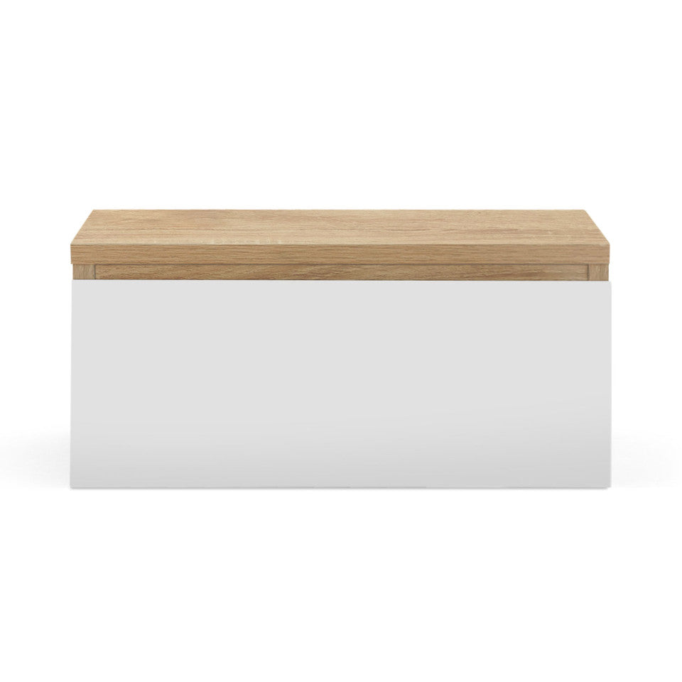 Lot de 2 tables de chevet suspendues 1 tiroir bois & blanc TOM