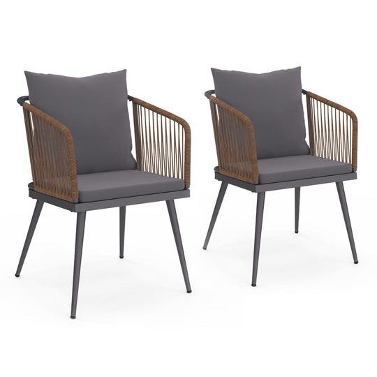 Lot de 2 chaises de jardin Florida en osier avec coussins