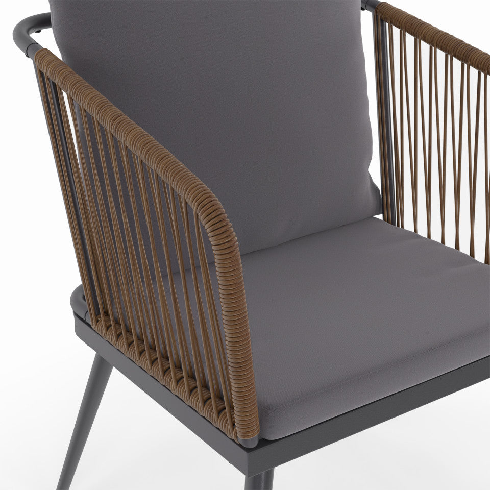 Lot de 2 chaises de jardin Florida en osier avec coussins