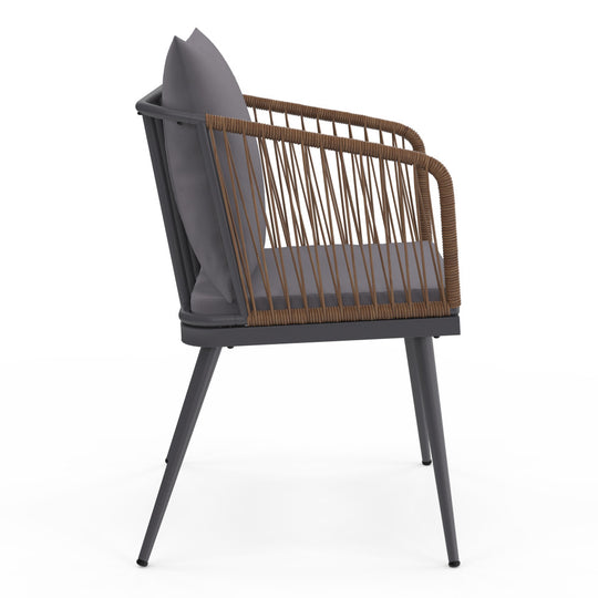 Lot de 2 chaises de jardin Florida en osier avec coussins