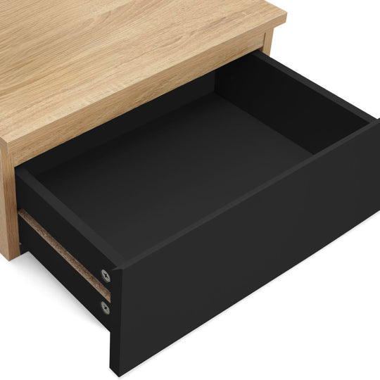 Lot de 2 tables de chevet  1 tiroir bois & noir suspendues TOM