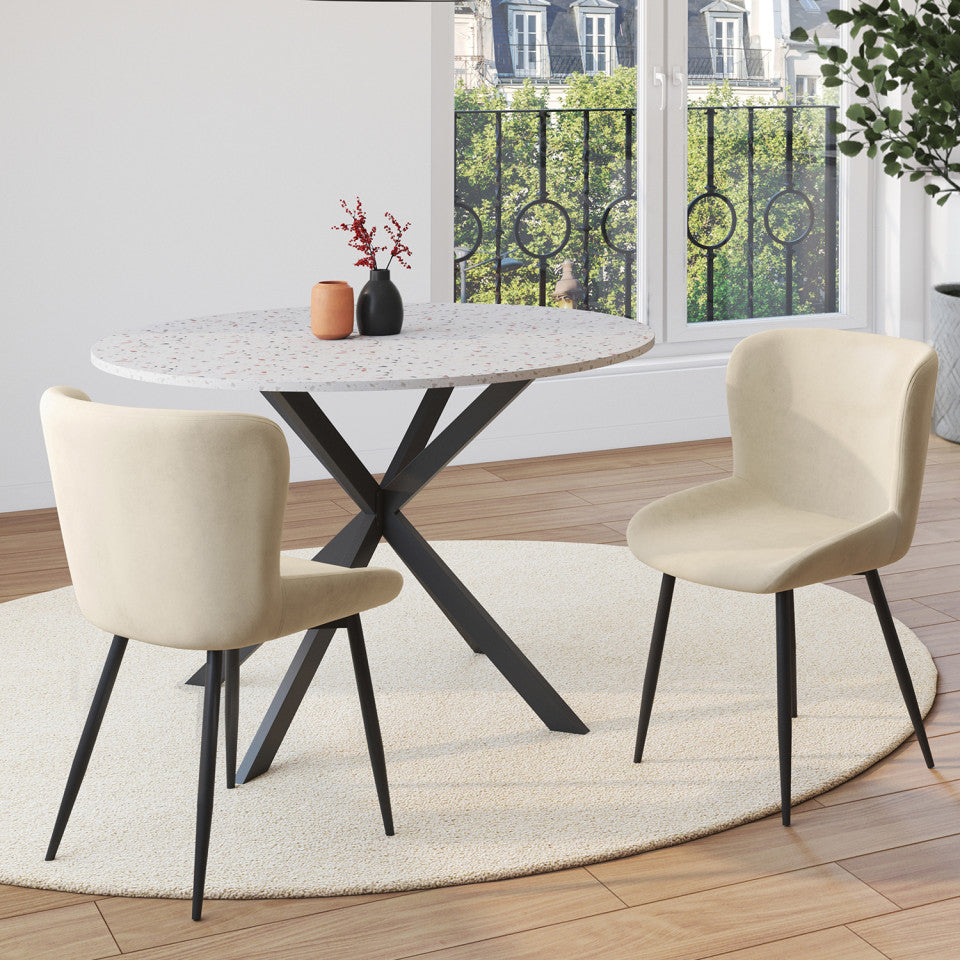 Lot de 2 chaises Taylor en velours et pieds métal