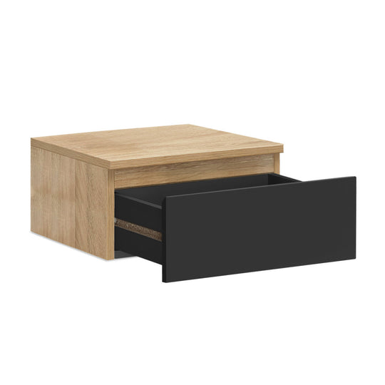 Lot de 2 tables de chevet  1 tiroir bois & noir suspendues TOM