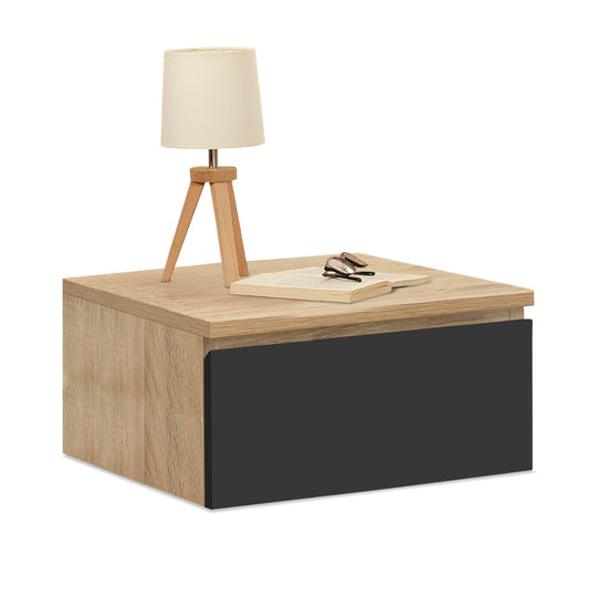 Lot de 2 tables de chevet  1 tiroir bois & noir suspendues TOM
