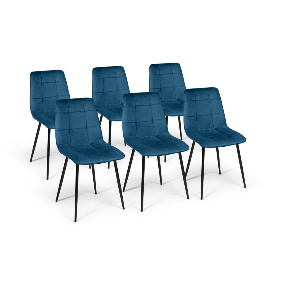 Lot de 6 chaises Linda Bleu canard