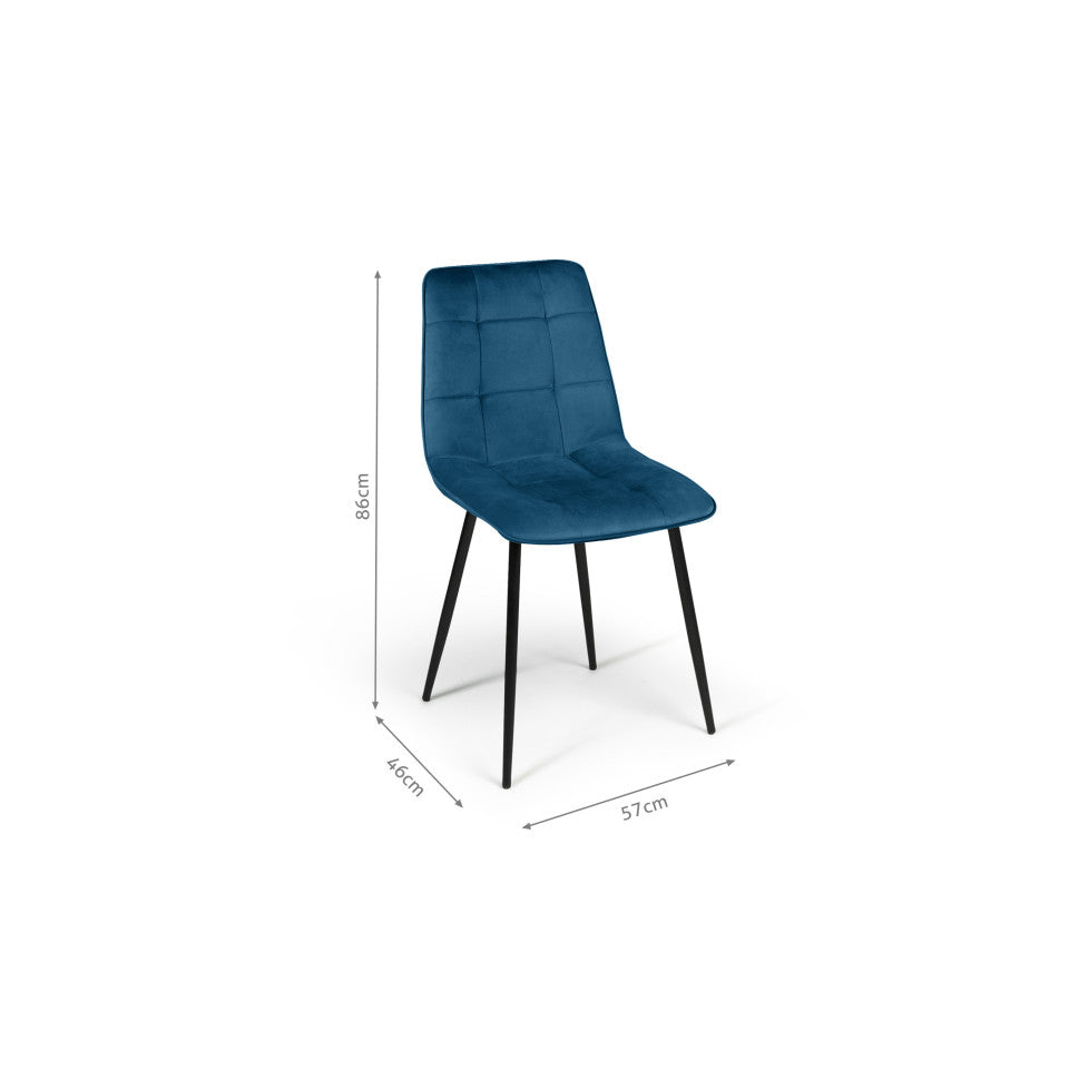 Lot de 4 chaises Linda Bleu canard