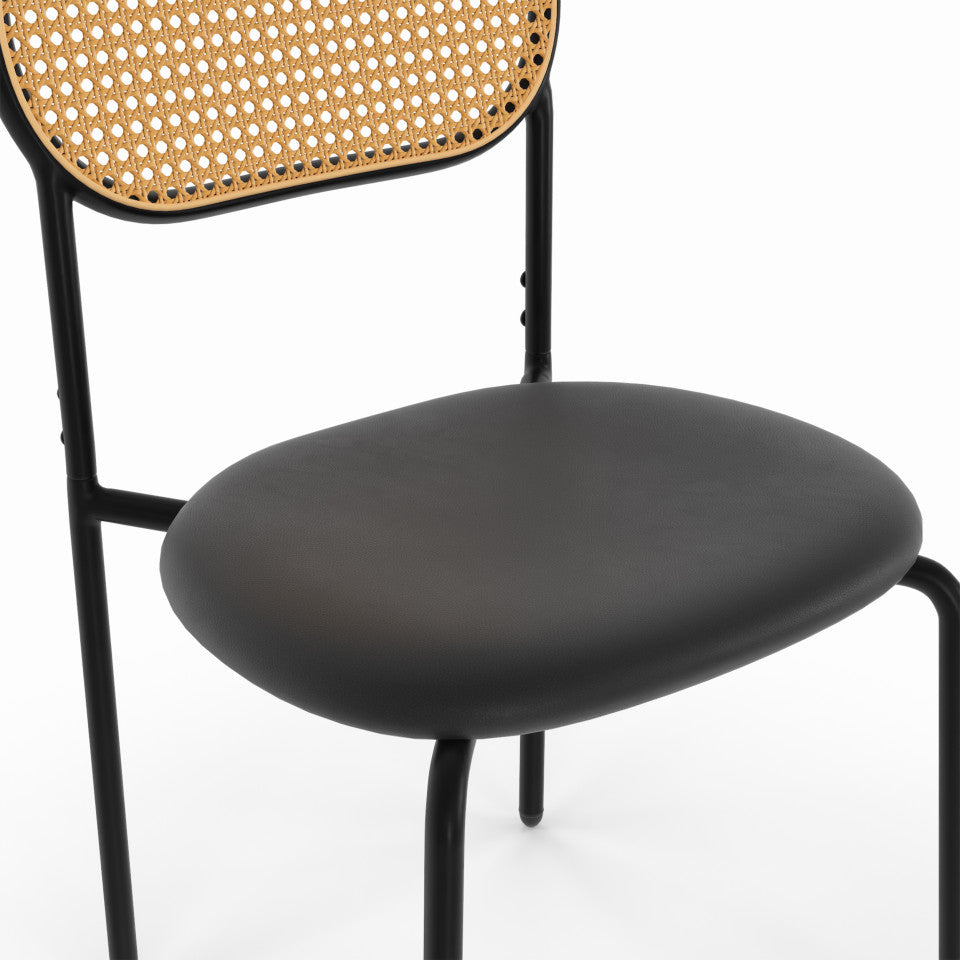 Lot de 4 chaises Clarisse noires et dossier cannage