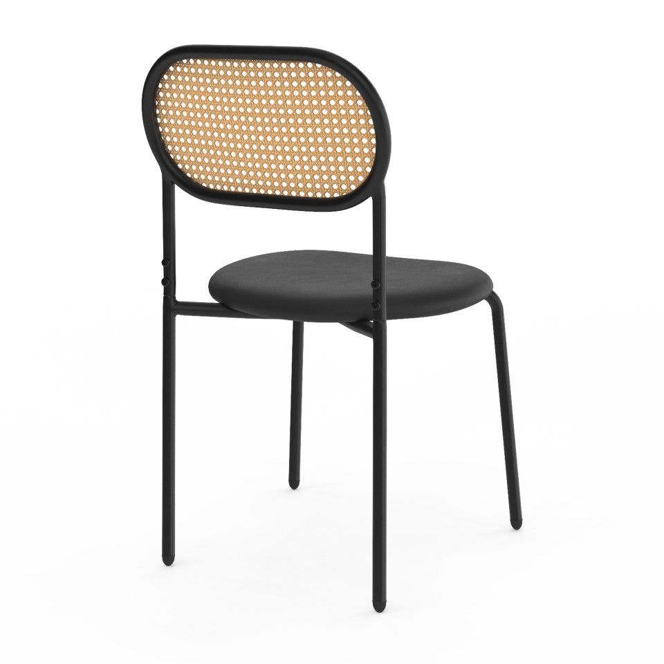 Lot de 4 chaises Clarisse noires et dossier cannage