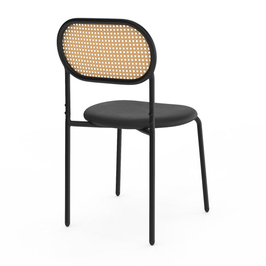 Lot de 4 chaises Clarisse noires et dossier cannage