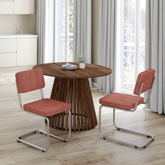 Lot de 4 chaises Naya en velours terracotta et pied métal