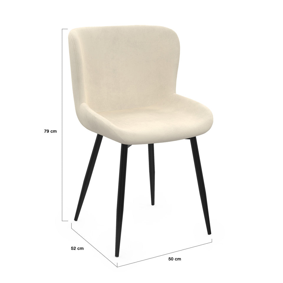 Lot de 2 chaises Taylor en velours et pieds métal