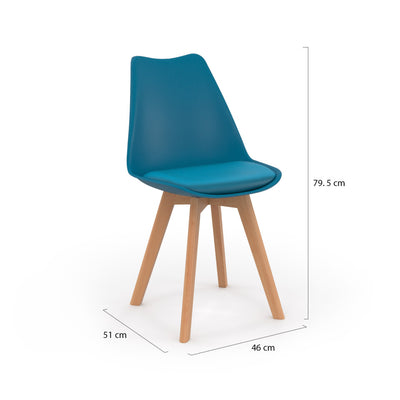 Lot de 2 chaises scandinaves Nordia bleu canard