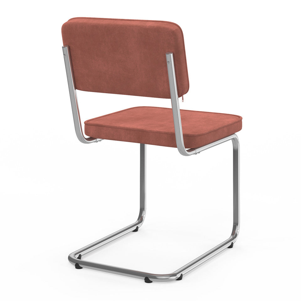 Lot de 4 chaises Naya en velours terracotta et pied métal