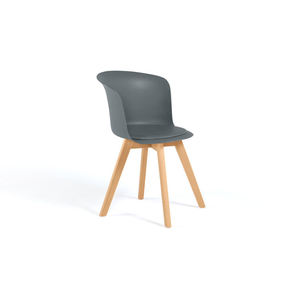 Lot de 2 chaises scandinaves Lara gris foncé avec coussin rembourré