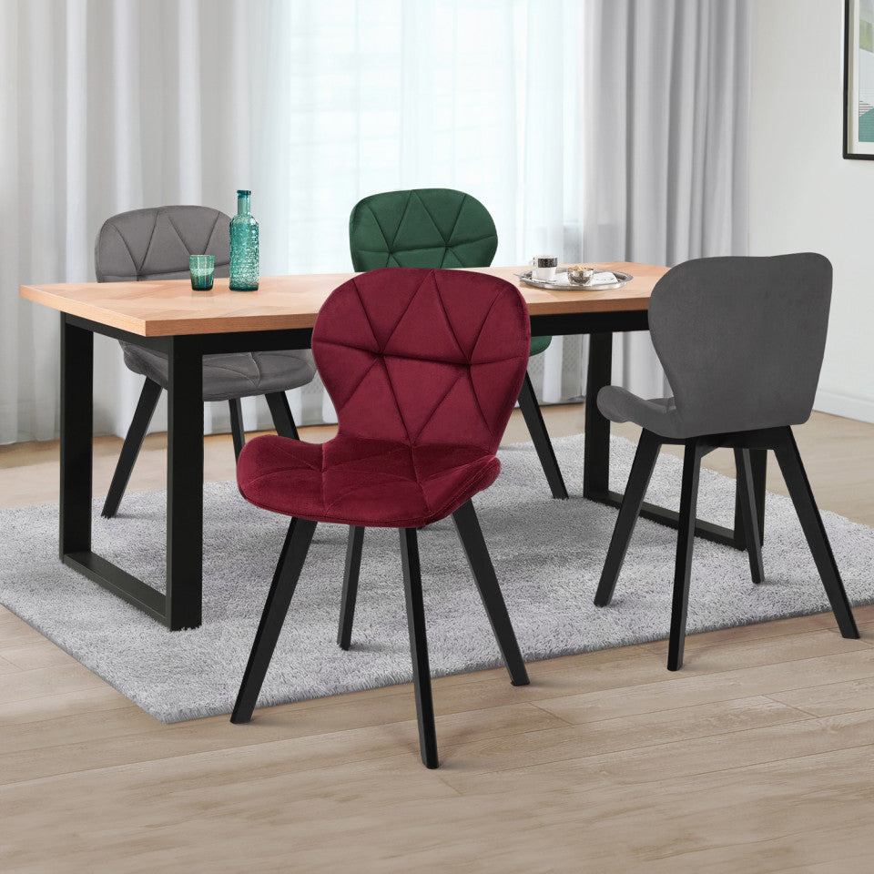Lot de 4 chaises DAISY en velours – mix de couleurs