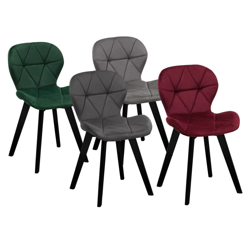 Lot de 4 chaises DAISY en velours – mix de couleurs