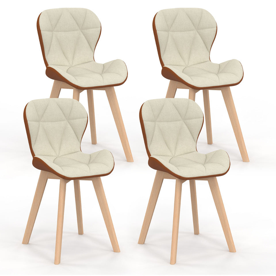 Lot de 2 ou 4 chaises GLADYS en tissu beige & camel – pieds bois
