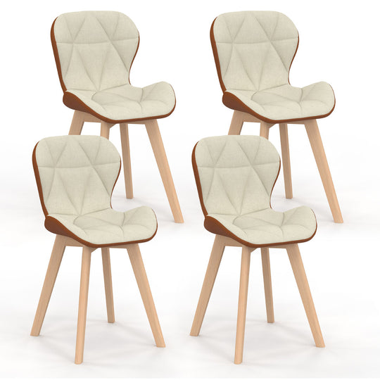 Lot de 2 ou 4 chaises GLADYS en tissu beige & camel – pieds bois