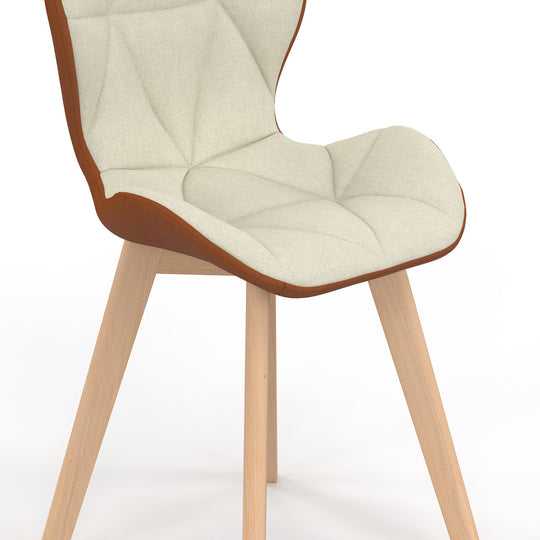 Lot de 2 ou 4 chaises GLADYS en tissu beige & camel – pieds bois