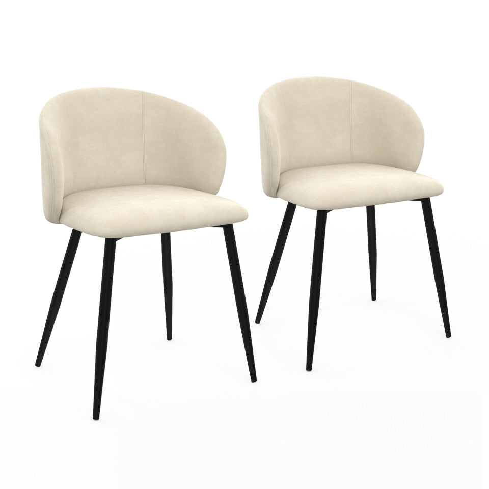 Lot de 2 chaises Léona velours beige et pieds métal