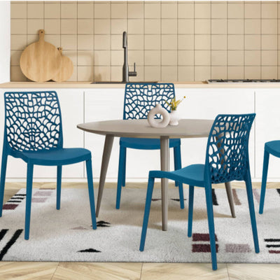 Lot de 4 chaises Dahlia bleu canard