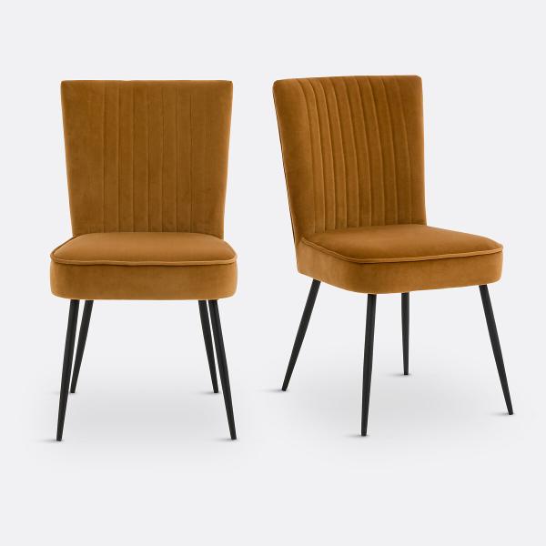 Lot de 2 chaises La Redoute Interieurs velours ocre Ronda