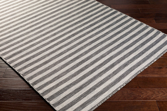 Tapis d'Extérieur/Intérieur Rayé Ivoire/Noir Hofu