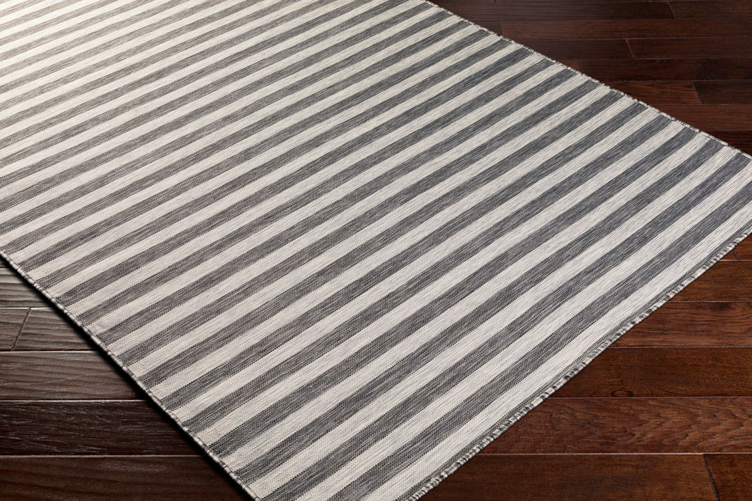 HOFU Tapis d'Extérieur/Intérieur Rayé Gris/Ivoire 160x220