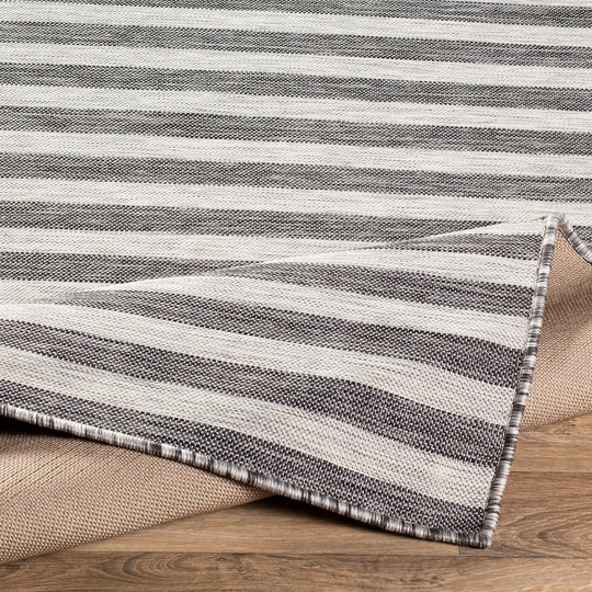 Tapis d'Extérieur/Intérieur Rayé Gris/Ivoire Hofu