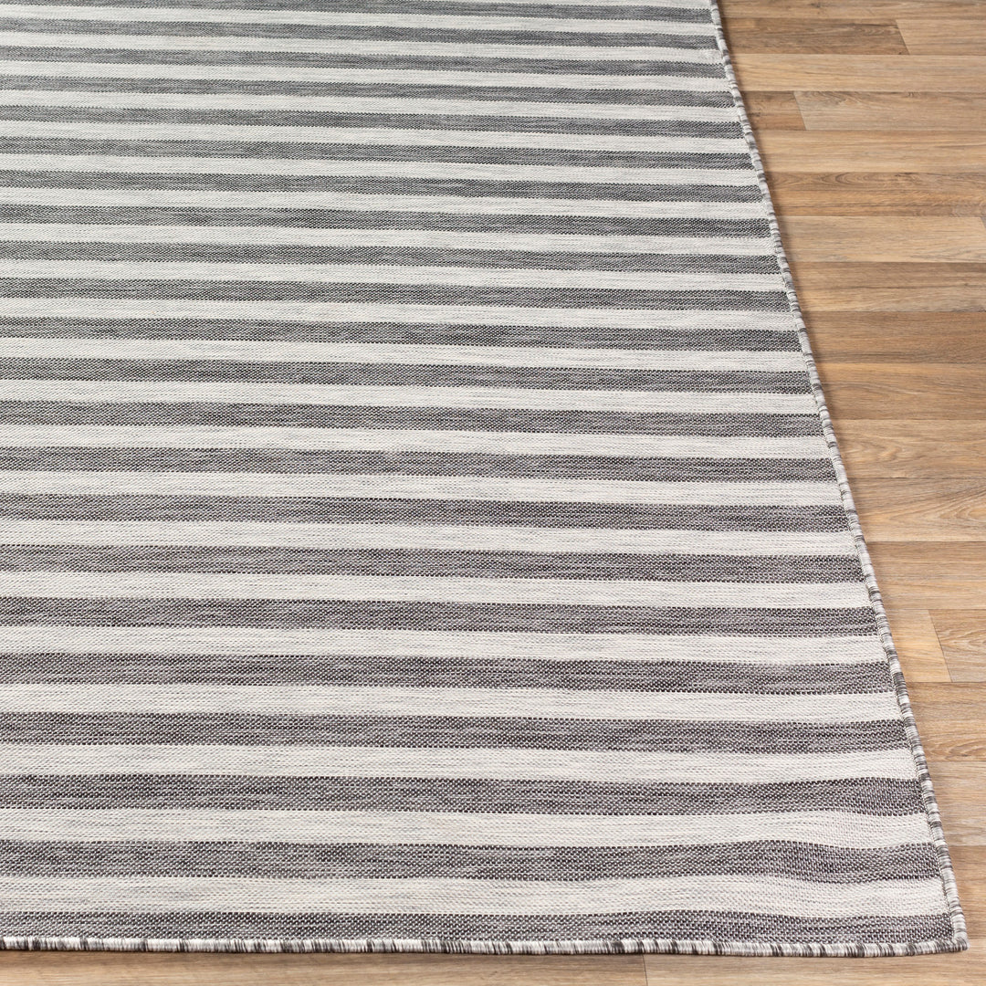 Tapis d'Extérieur/Intérieur Rayé Ivoire/Noir Hofu
