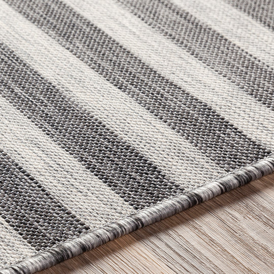 Tapis d'Extérieur/Intérieur Rayé Ivoire/Noir Hofu
