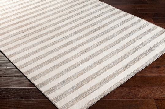 Tapis d'Extérieur/Intérieur Rayé Beige/Ivoire Hofu