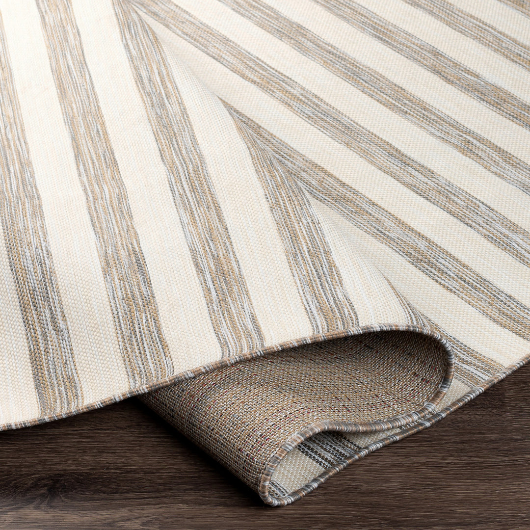 Tapis d'Extérieur/Intérieur Rayé Beige/Ivoire Hofu