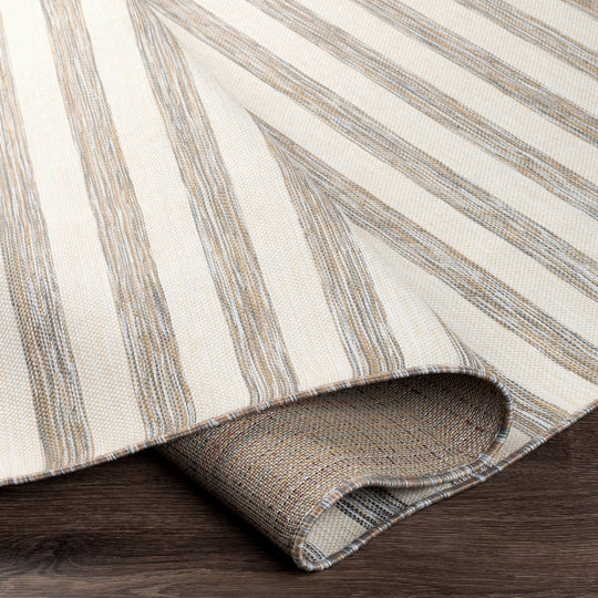 Tapis d'Extérieur/Intérieur Rayé Beige/Ivoire Hofu