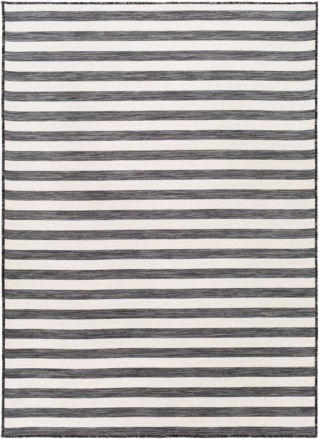 Tapis d'Extérieur/Intérieur Rayé Noir/Ivoire Hofu
