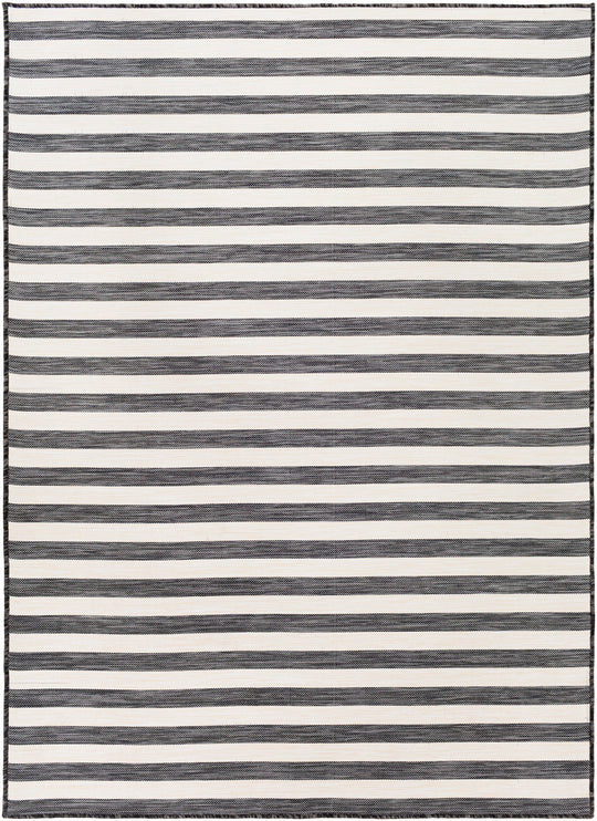 HOFU Tapis d'Extérieur/Intérieur Rayé Noir/Ivoire 80x150