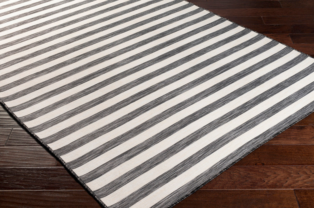Tapis d'Extérieur/Intérieur Rayé Noir/Ivoire Hofu