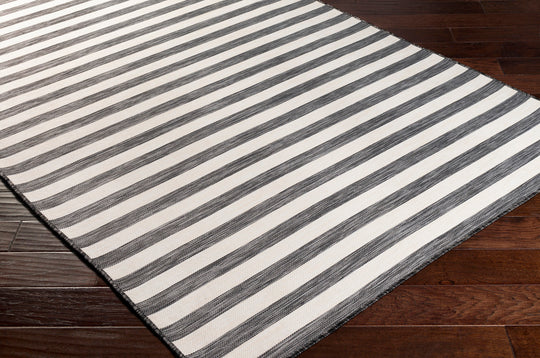Tapis d'Extérieur/Intérieur Rayé Noir/Ivoire Hofu