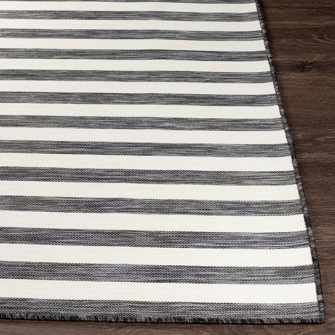 Tapis d'Extérieur/Intérieur Rayé Noir/Ivoire Hofu