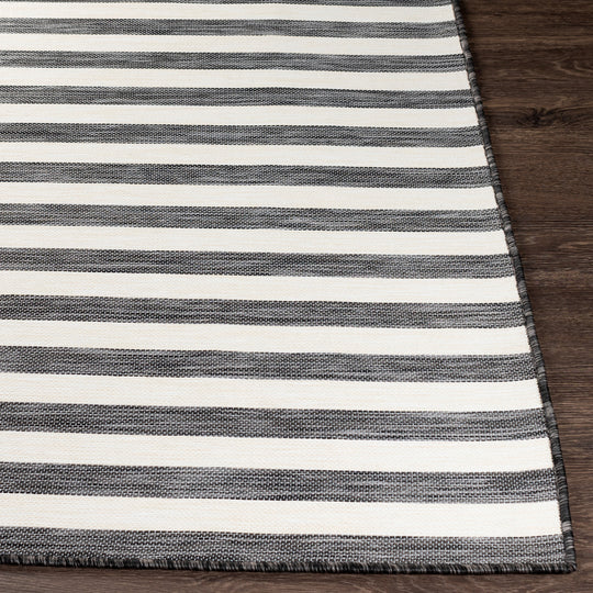 Tapis d'Extérieur/Intérieur Rayé Noir/Ivoire Hofu