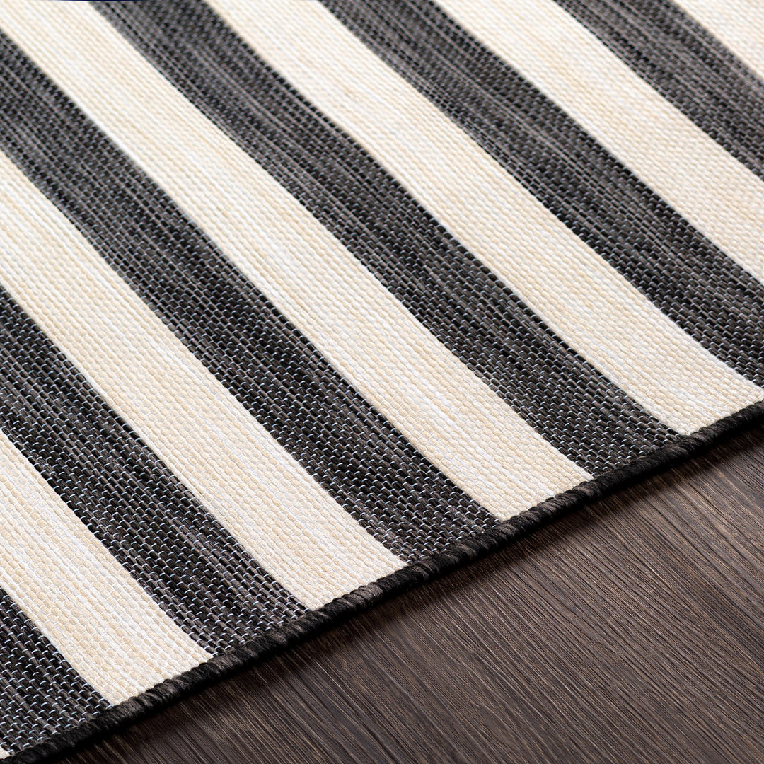 Tapis d'Extérieur/Intérieur Rayé Noir/Ivoire Hofu