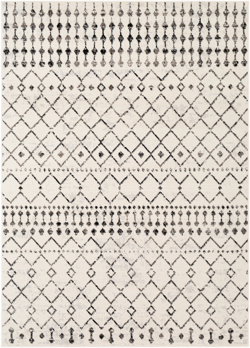 Tapis Berbère Ethnique Blanc/Noir Heze